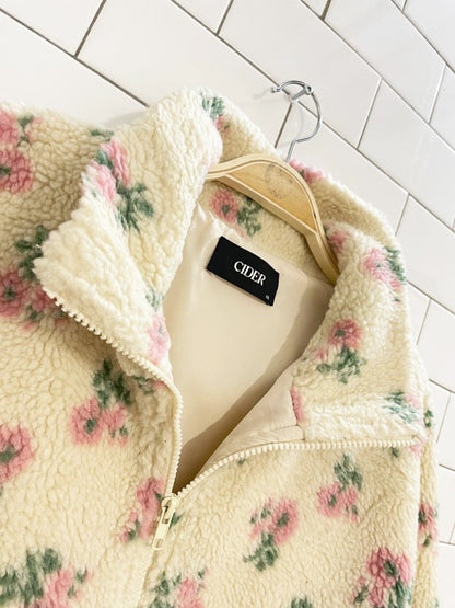 cider 2025 floral sherpa full zip jacket - good market thrift store