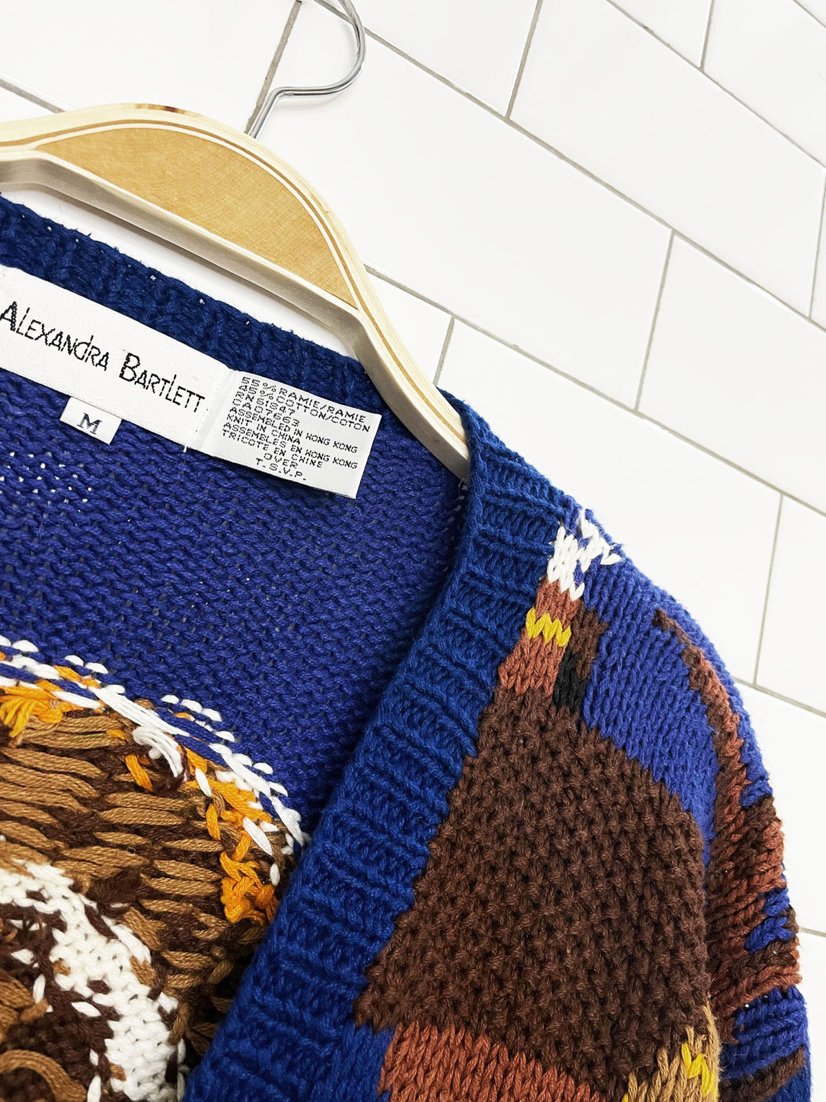 vintage alexandra bartlett ramie-blend knit thanksgiving fall cardigan