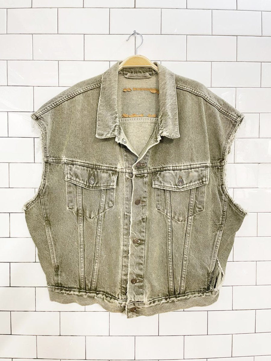 vintage levi's green denim cut off vest - good market thrift store