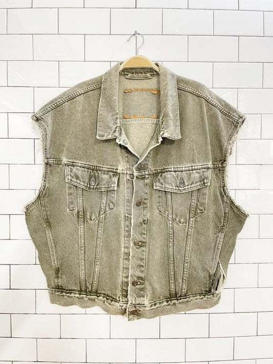 vintage levi's green denim cut off vest - good market thrift store