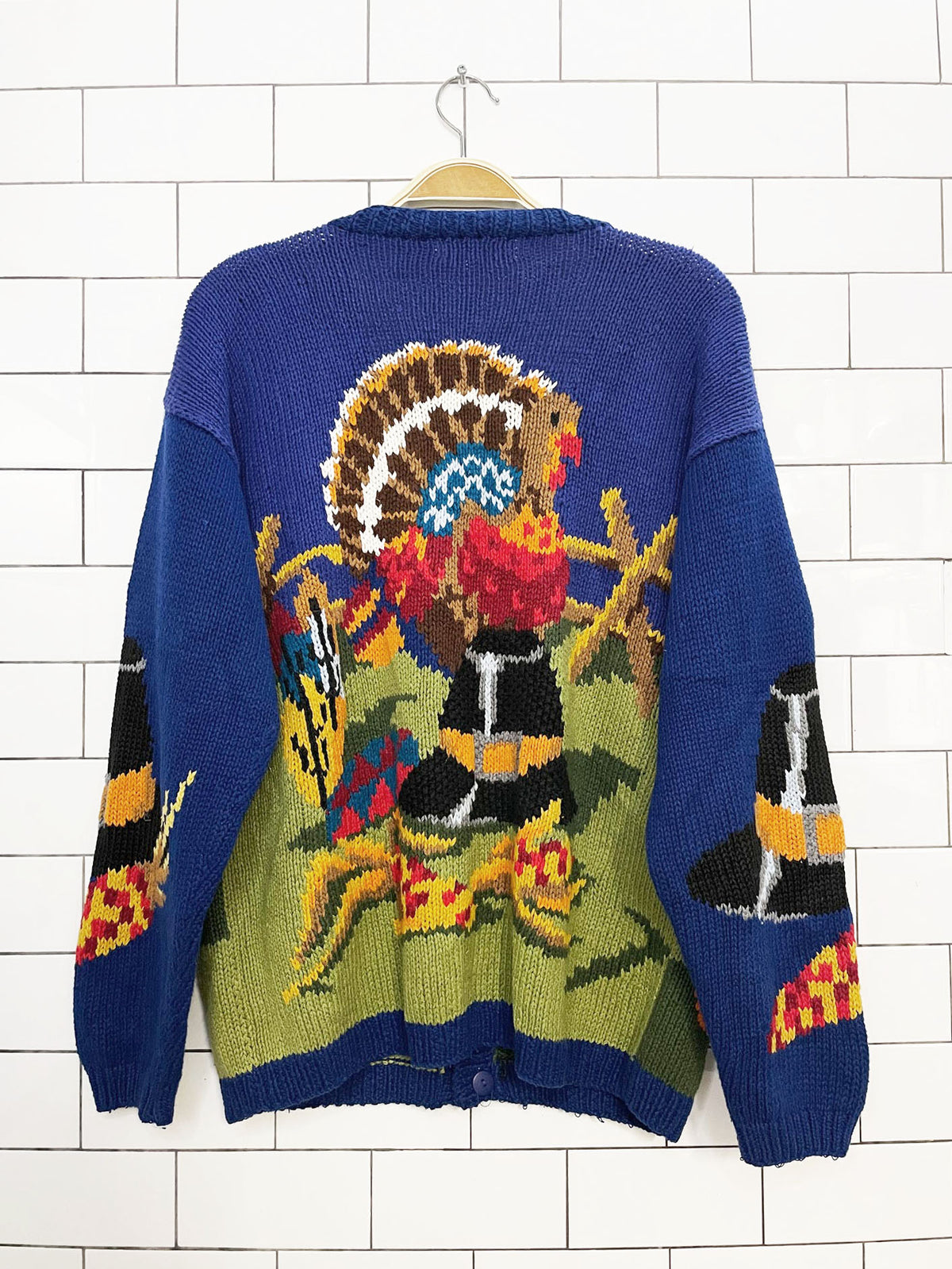 vintage alexandra bartlett ramie-blend knit thanksgiving fall cardigan