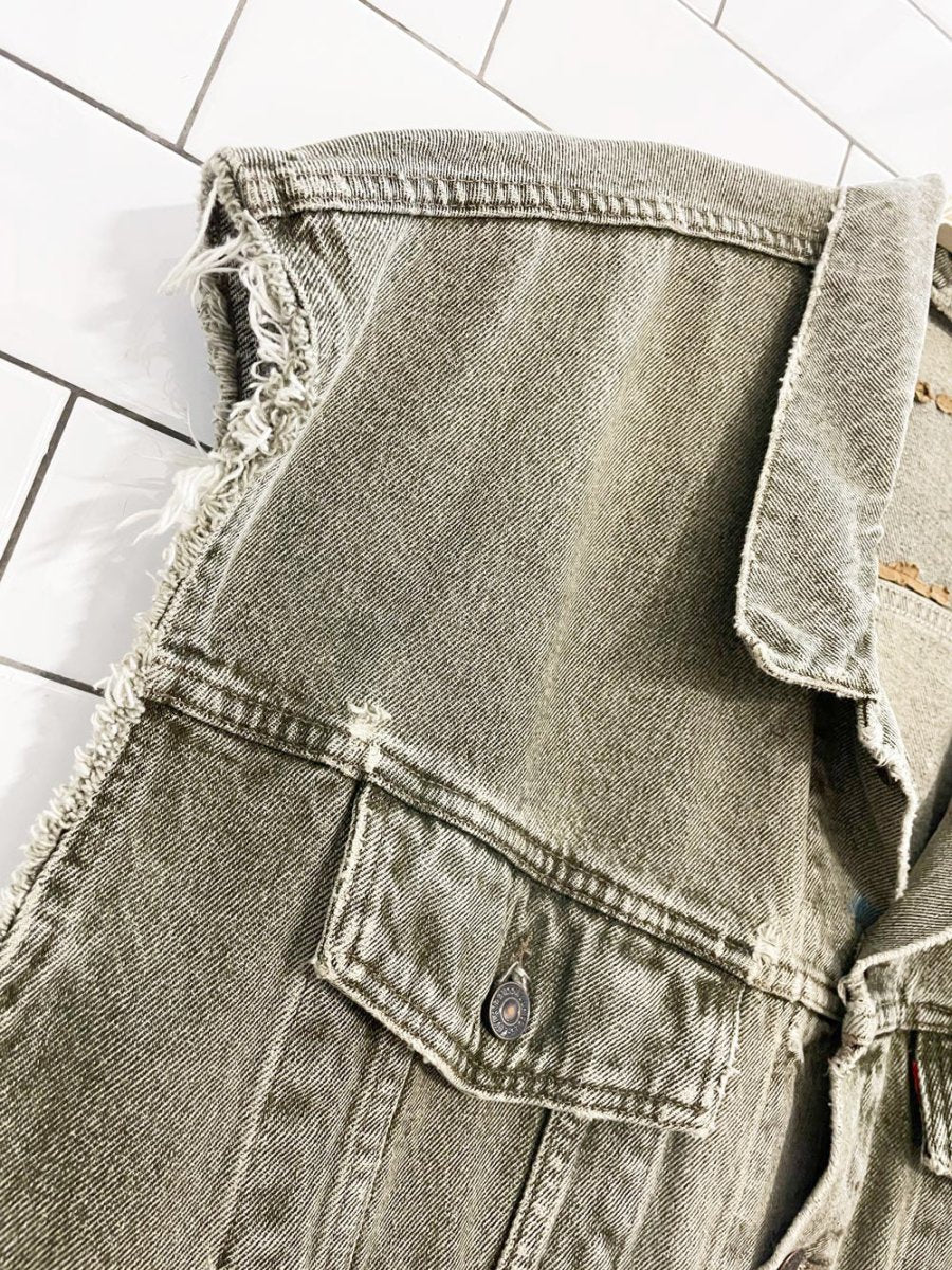 vintage levi's green denim cut off vest - good market thrift store