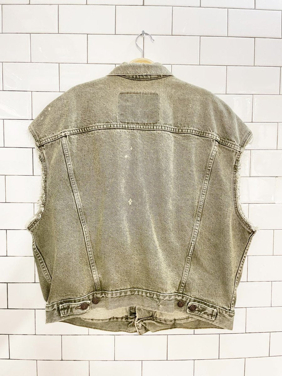 vintage levi's green denim cut off vest - good market thrift store