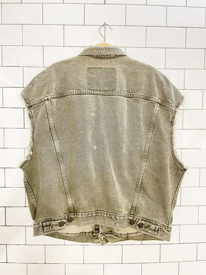 vintage levi's green denim cut off vest - good market thrift store