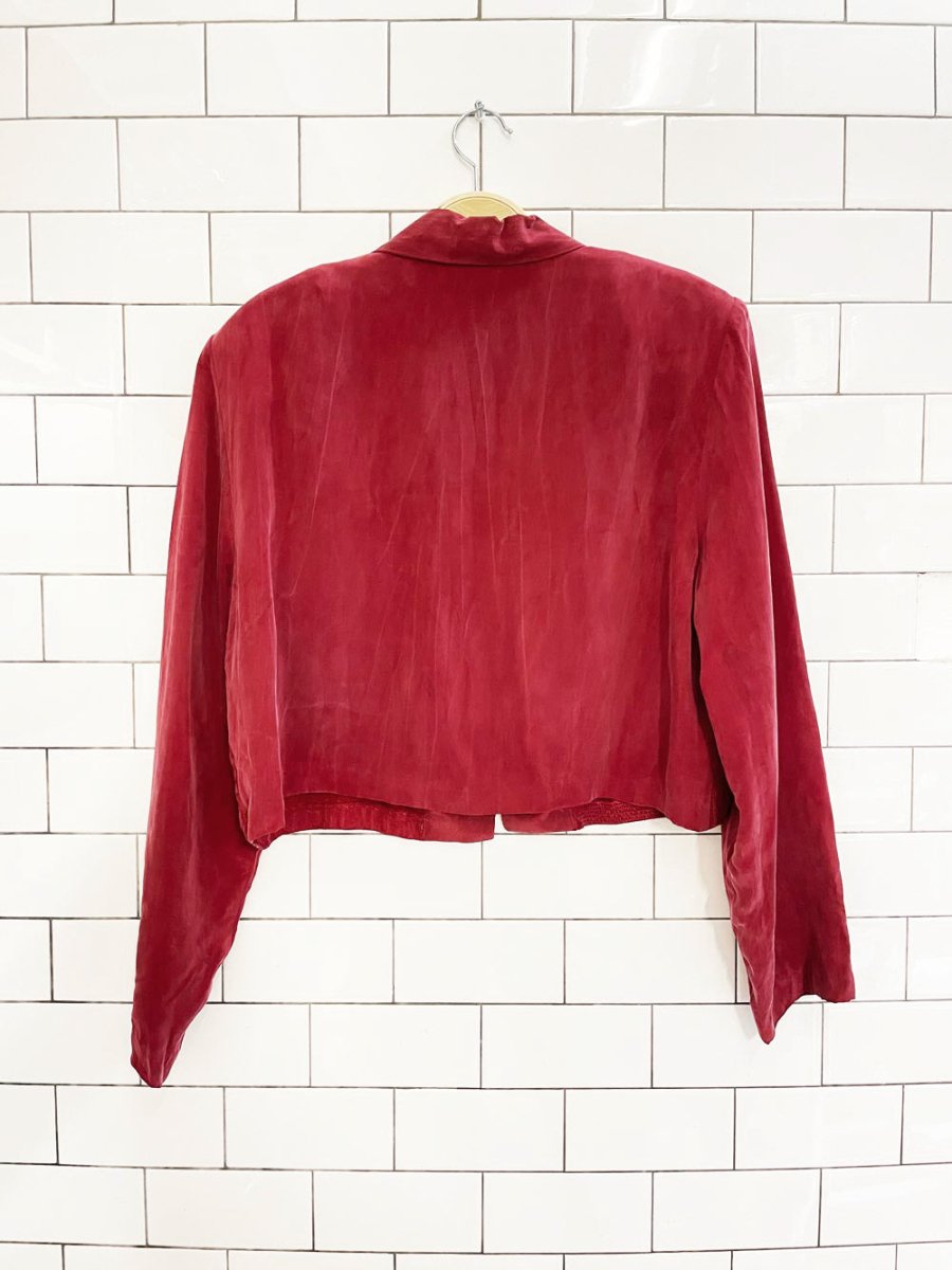 vintage 100% silk cropped strong shoulder jacket - good market thrift store