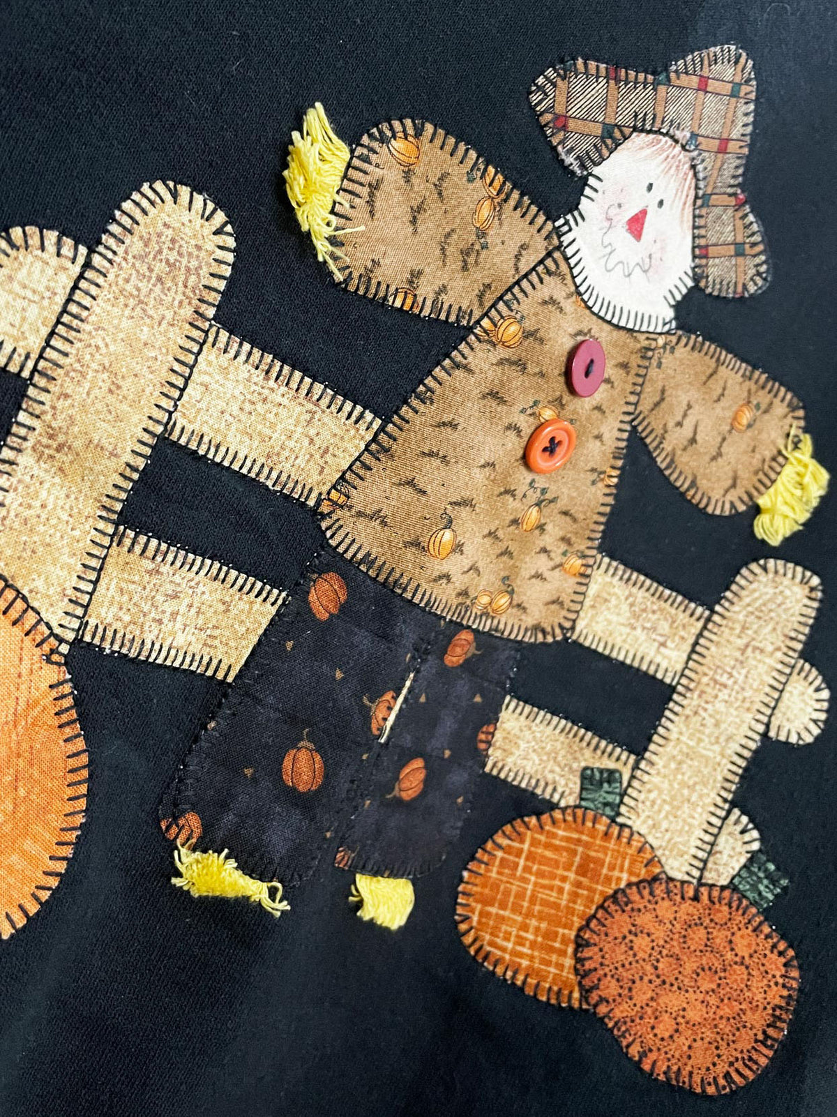 vintage jerzees scarecrow patchwork fall country sweatshirt