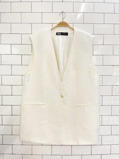 zara single button strong shoulder vest - good market thrift store
