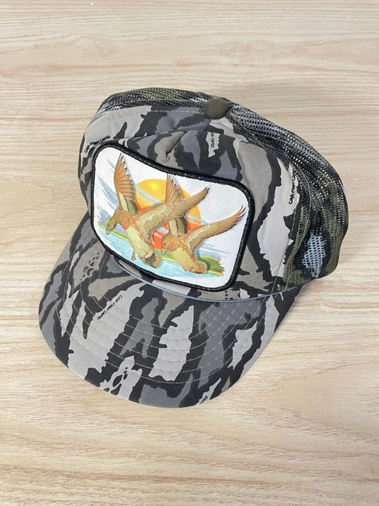 vintage cap - man puffer duck camo hat - good market thrift store