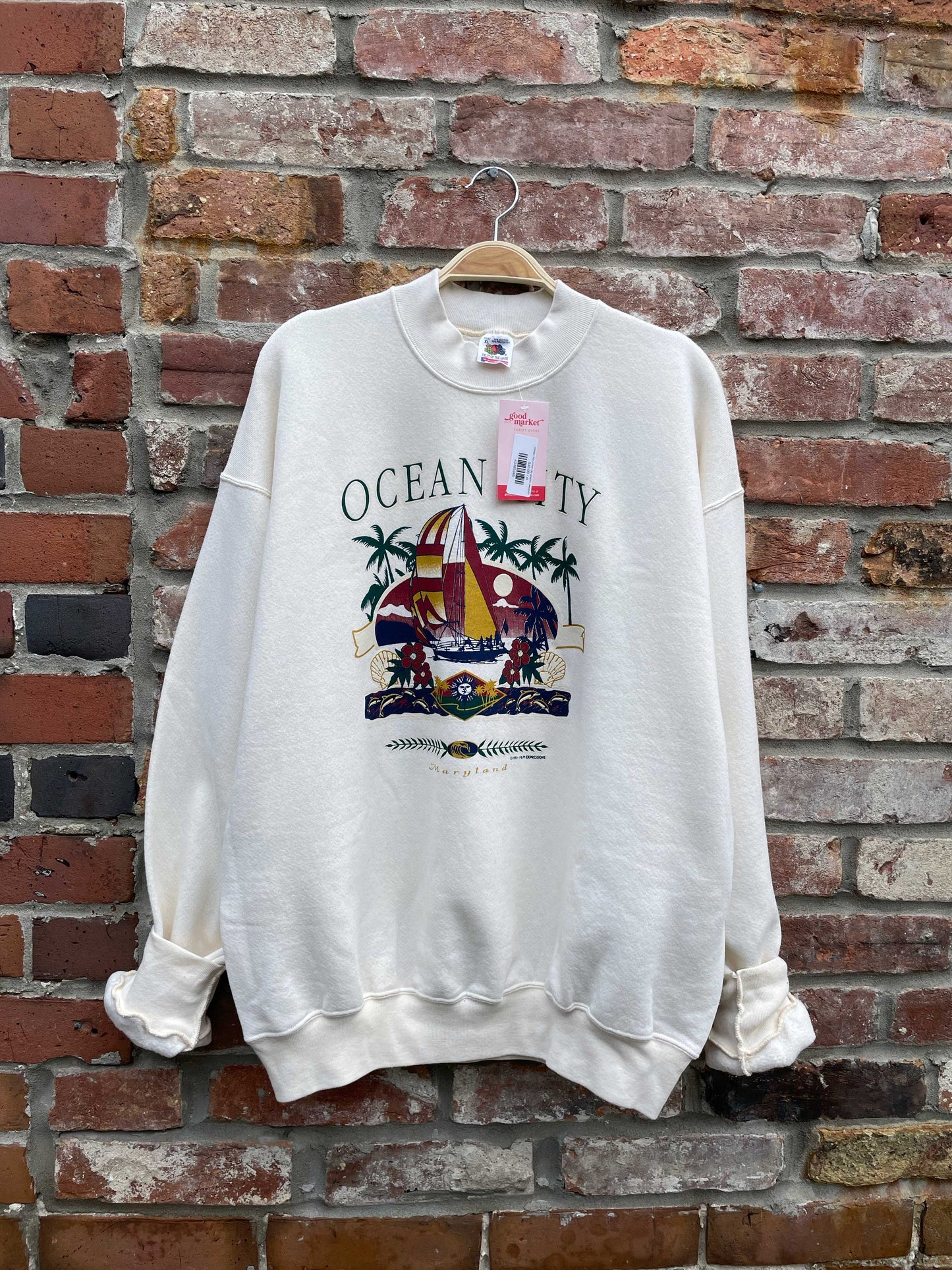 vintage 90s ocean city graphic sweatshirt