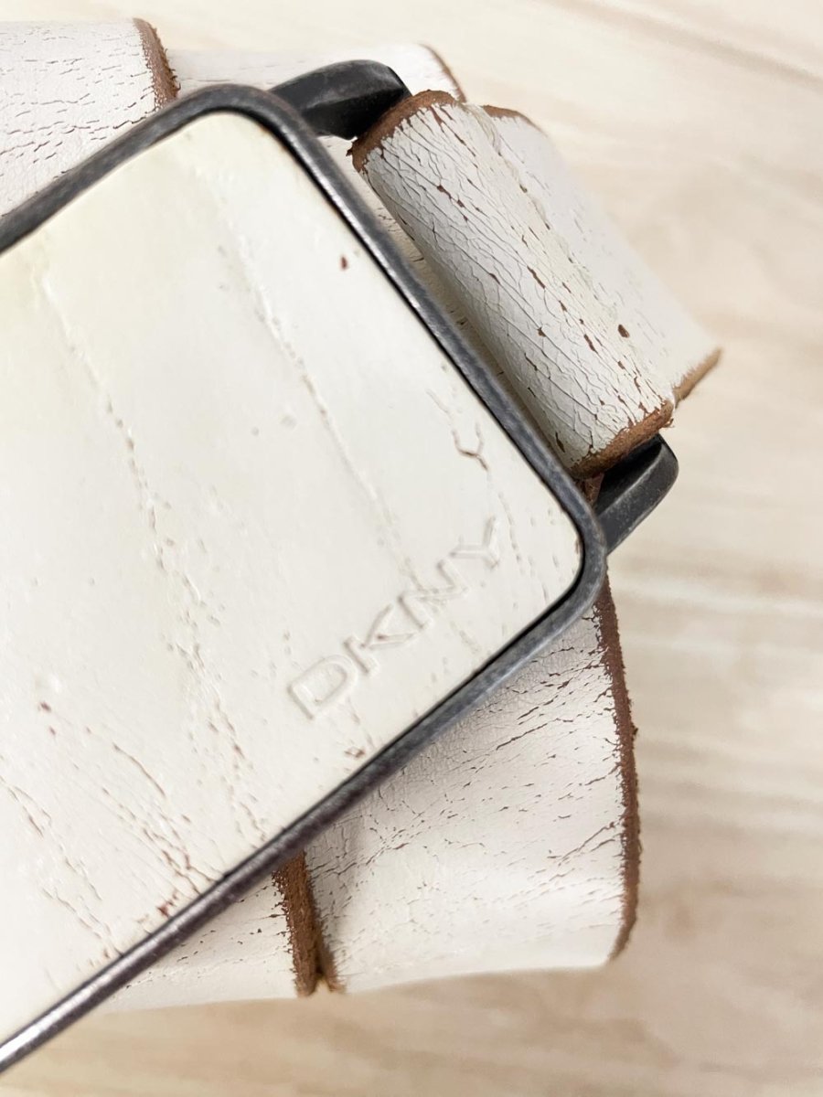 y2k dkny minimal buckle grunge leather belt - good market thrift store