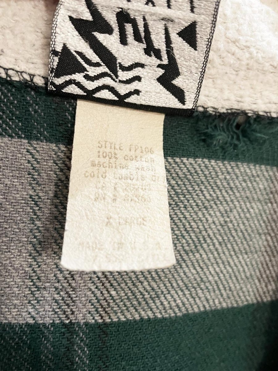 vintage 90s surf style hooded flannel sweatshirt cardigan | made in USA - good market thrift store