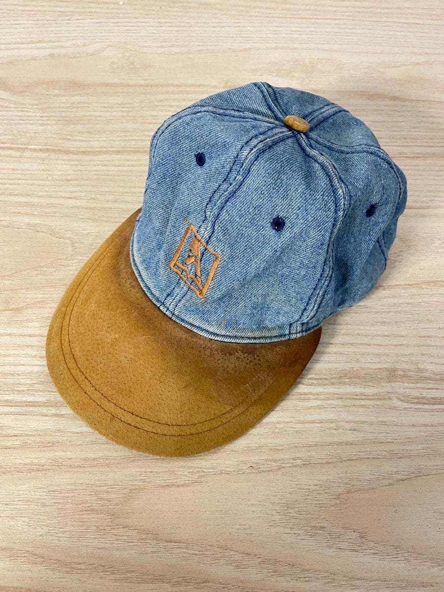 vintage 90s ajm yellow pages suede brim denim hat - good market thrift store
