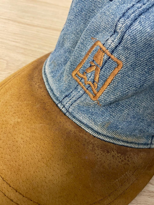 vintage 90s ajm yellow pages suede brim denim hat - good market thrift store