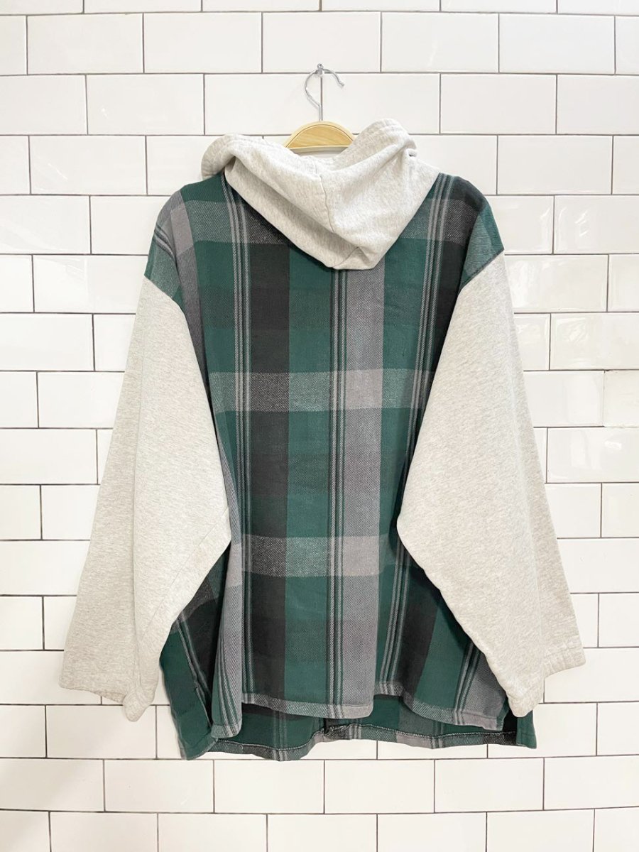 vintage 90s surf style hooded flannel sweatshirt cardigan | made in USA - good market thrift store