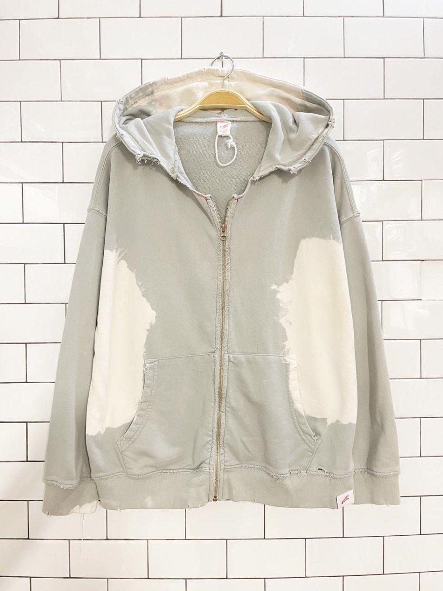 4letter series bleach dye distressed hoodie - good market thrift store