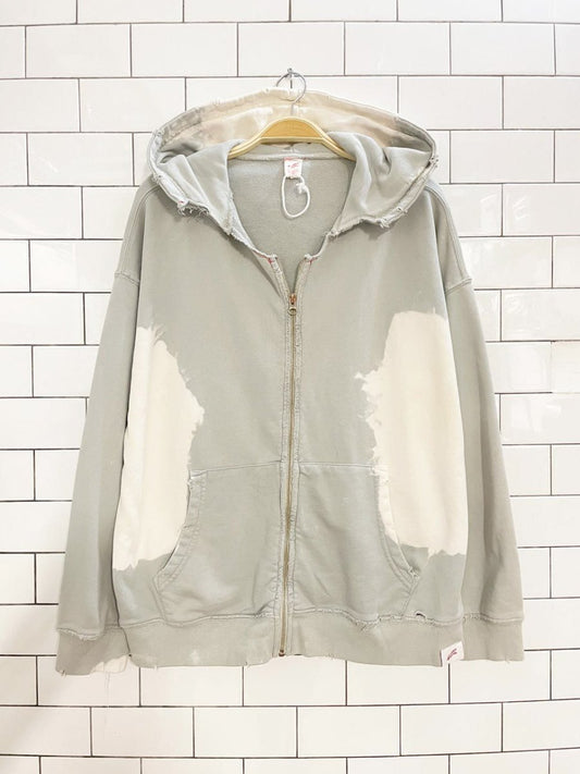 4letter series bleach dye distressed hoodie - good market thrift store