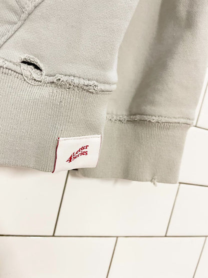 4letter series bleach dye distressed hoodie - good market thrift store