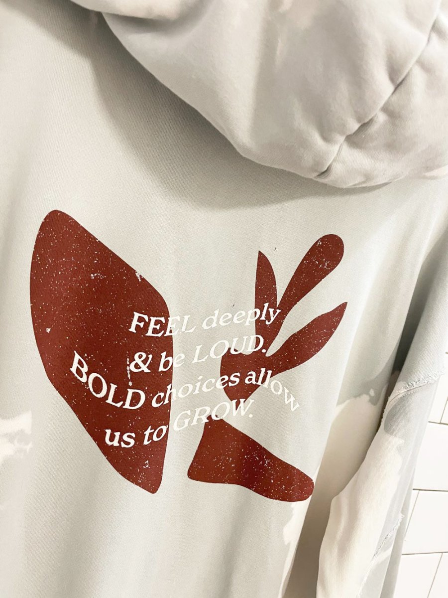 4letter series bleach dye distressed hoodie - good market thrift store