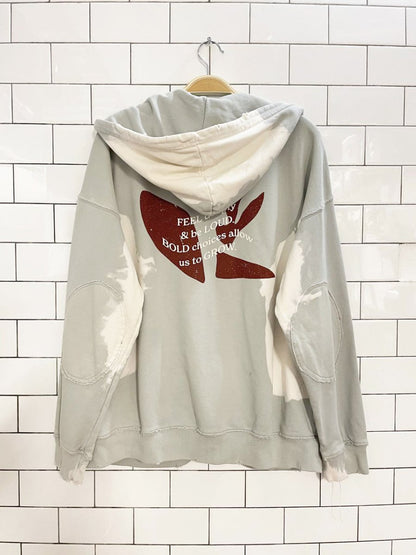 4letter series bleach dye distressed hoodie - good market thrift store