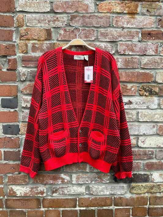 vintage 90s essentials by ssy plaid grandpa cardi