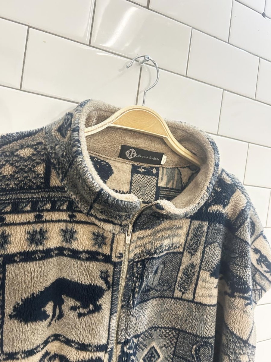 vintage 90s le pied de biche western oversized fleece vest - good market thrift store