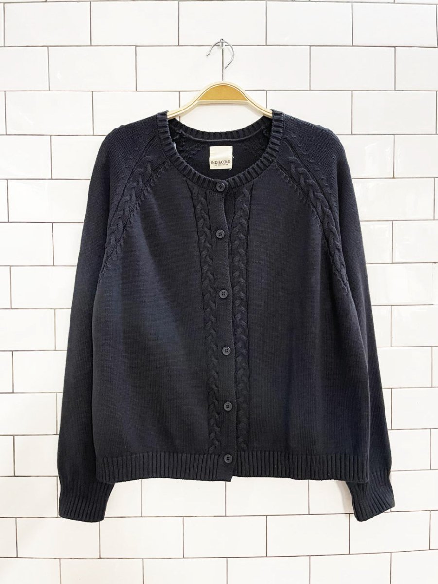 indi and cold 2025 24H cardigan noche | 100% organic cotton - good market thrift store