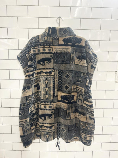 vintage 90s le pied de biche western oversized fleece vest - good market thrift store