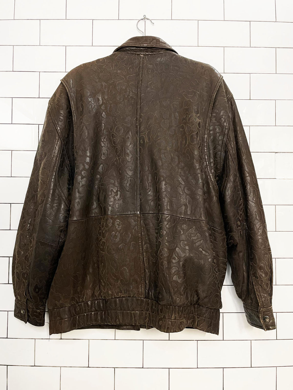 vintage andrew marc soft leather animal print embossed bomber jacket | lambskin | saks fifth avenue
