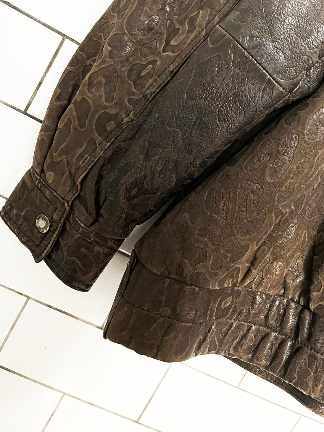 vintage andrew marc soft leather animal print embossed bomber jacket | lambskin | saks fifth avenue