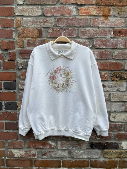 vinitage 00s NR bird + wreath collared crew