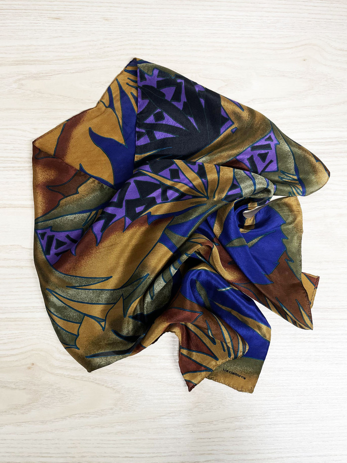vintage liz claiborne 100% silk jungle print rectangle scarf
