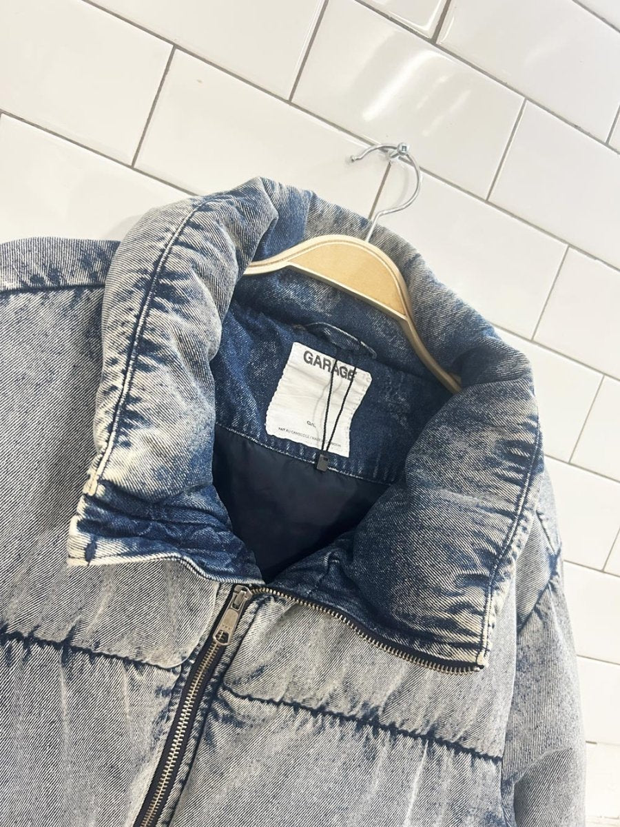 garage acid wash denim puffer coat - good market thrift store