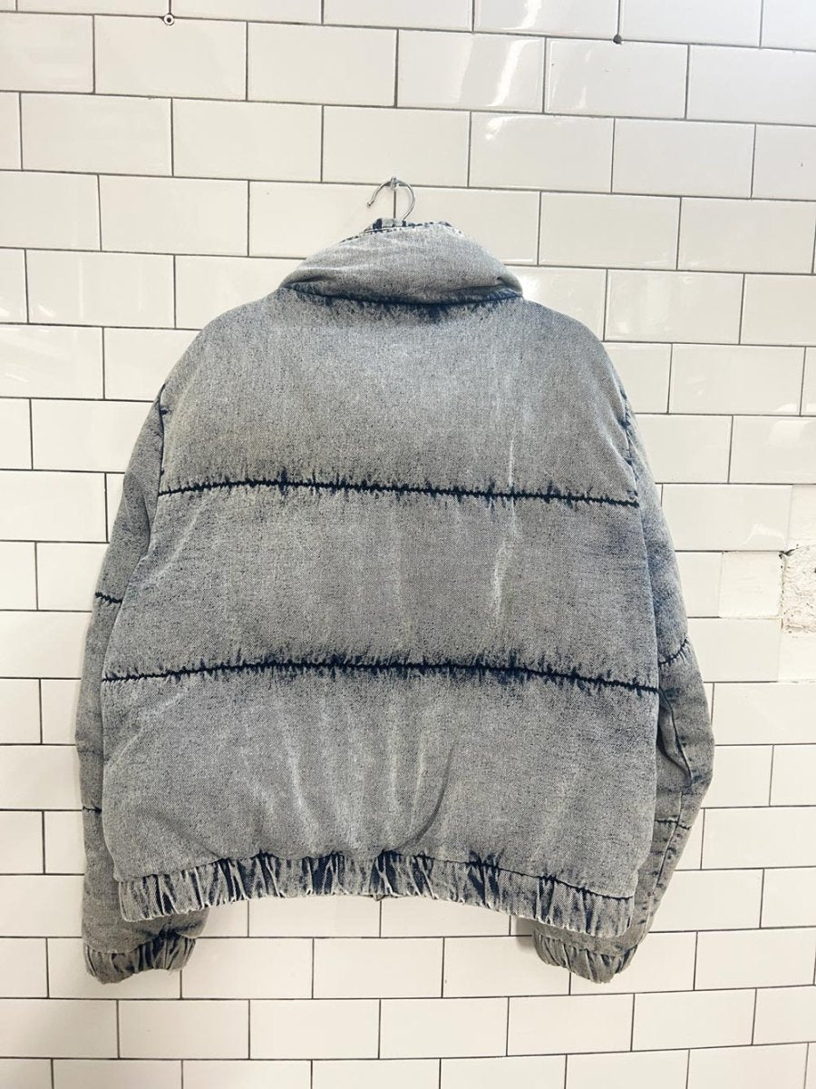 garage acid wash denim puffer coat - good market thrift store
