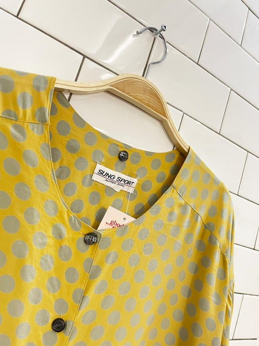 vintage 90s alfred sung polka dot silk blouse - good market thrift store