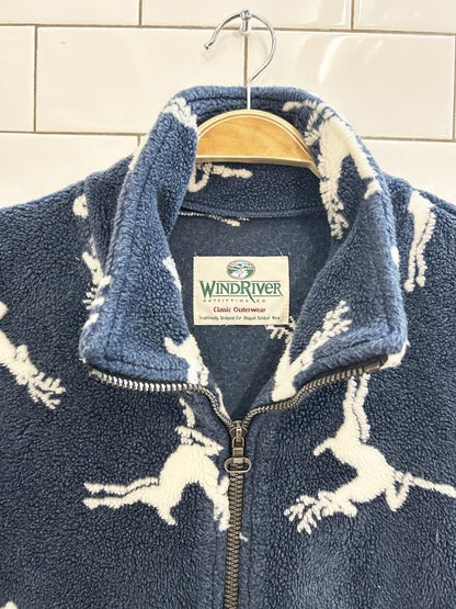 vintage windriver reindeer drawstring fleece vest - good market thrift store