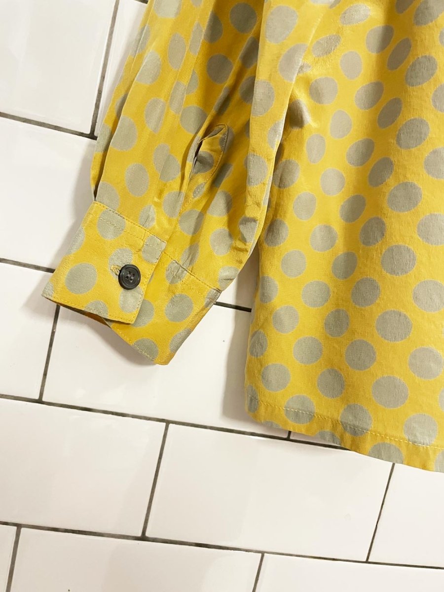 vintage 90s alfred sung polka dot silk blouse - good market thrift store