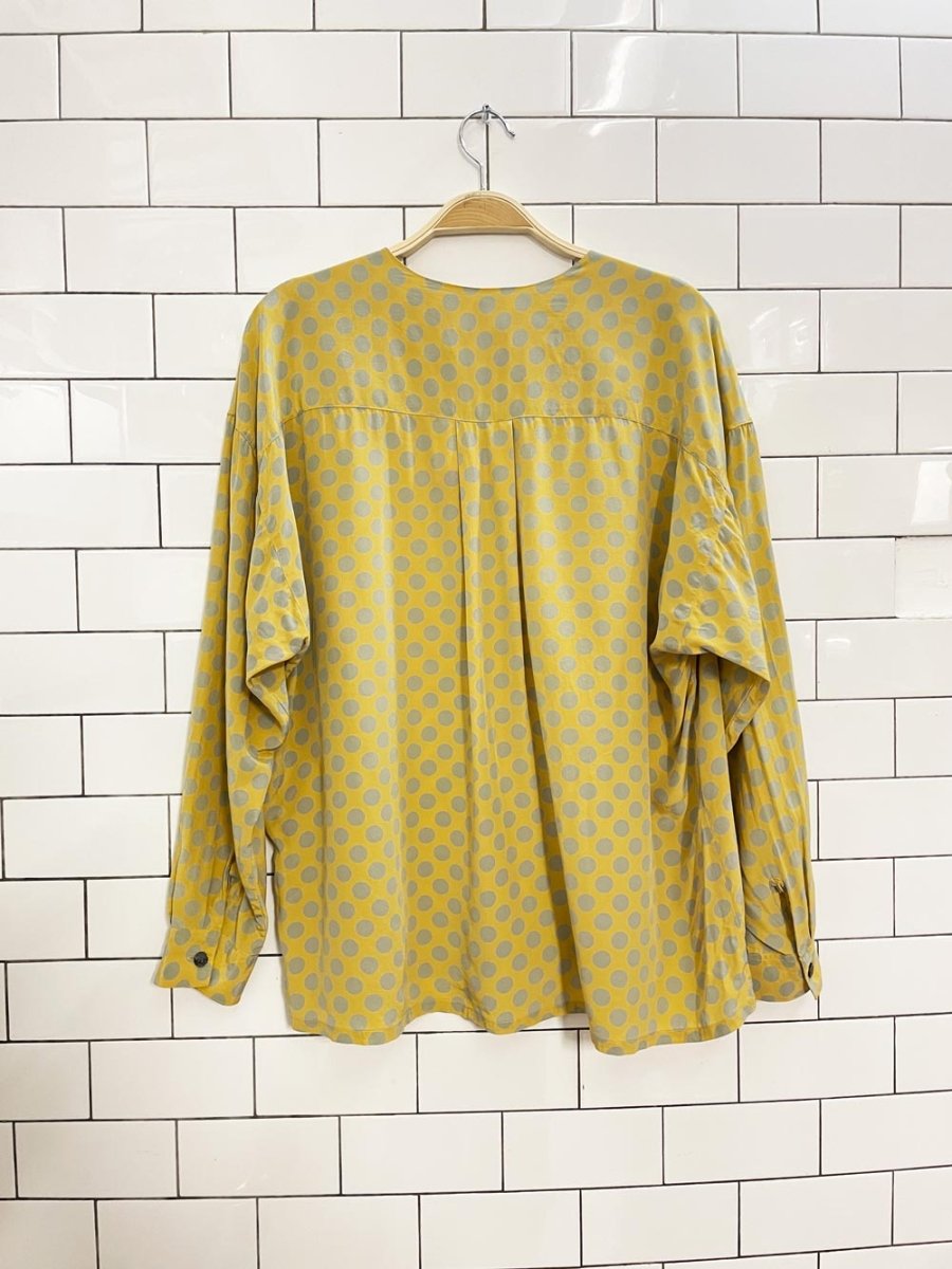 vintage 90s alfred sung polka dot silk blouse - good market thrift store