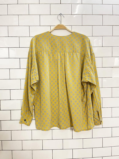 vintage 90s alfred sung polka dot silk blouse - good market thrift store