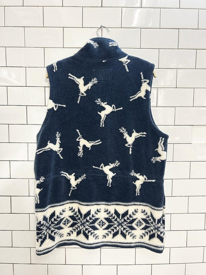 vintage windriver reindeer drawstring fleece vest - good market thrift store