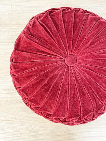 vintage red velvet floor cushion - good market thrift store