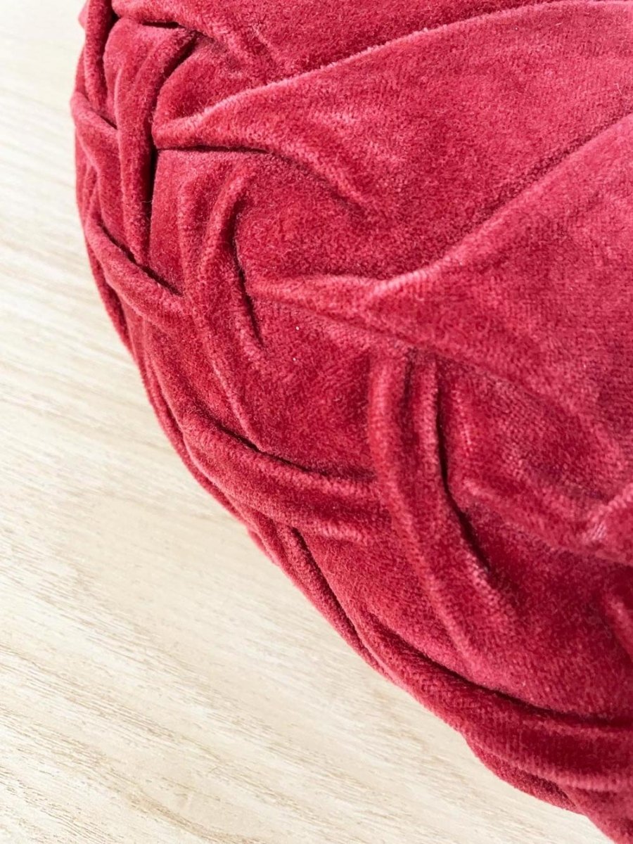 vintage red velvet floor cushion - good market thrift store