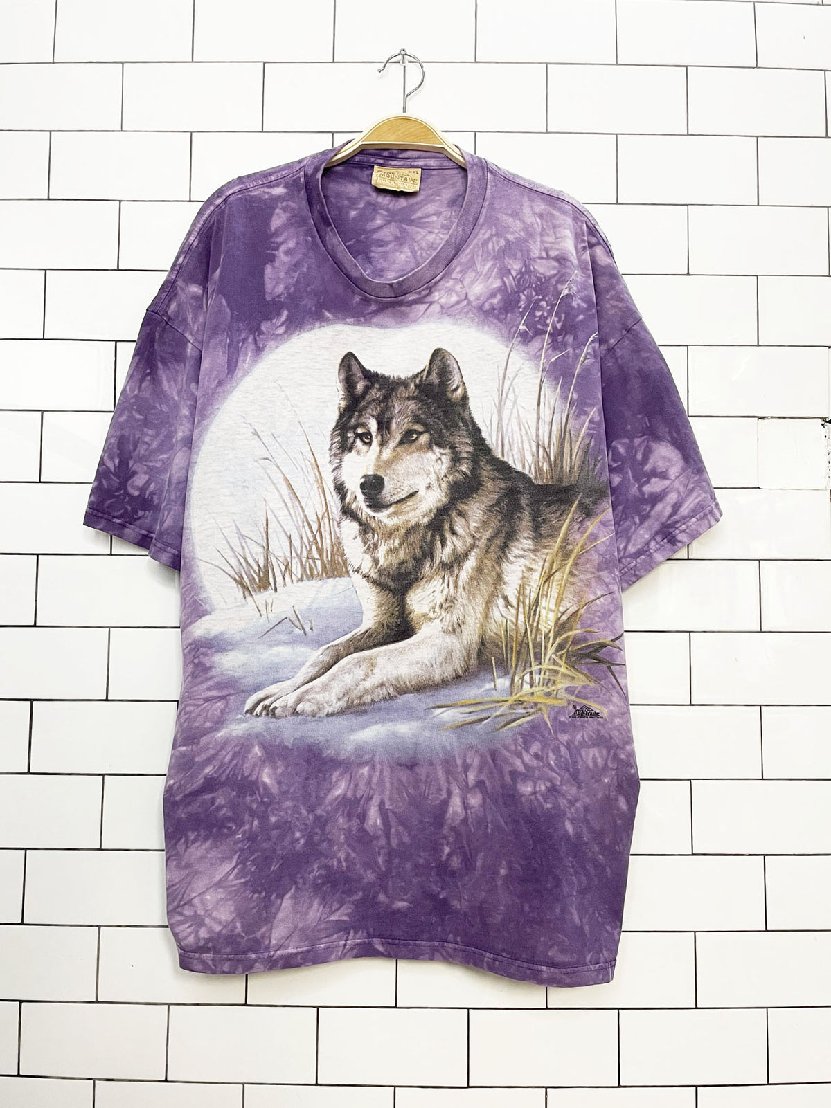 vintage 90s the mountains wolf tie dye tee