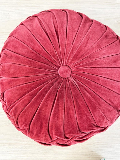 vintage red velvet floor cushion - good market thrift store