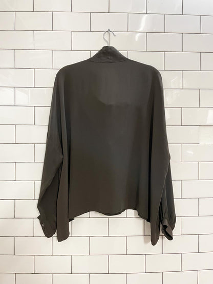 liviana conti tie neck boxy silk blouse - good market thrift store
