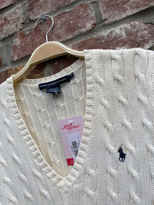rework x vintage polo RL cable knit crop sweater