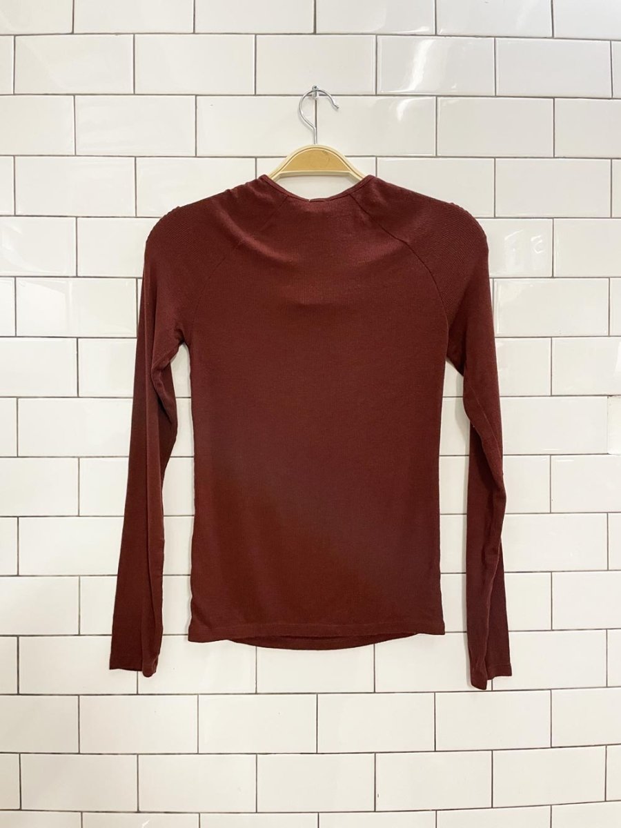 wilfred carla ribbed tie neck long sleeve top - good market thrift store