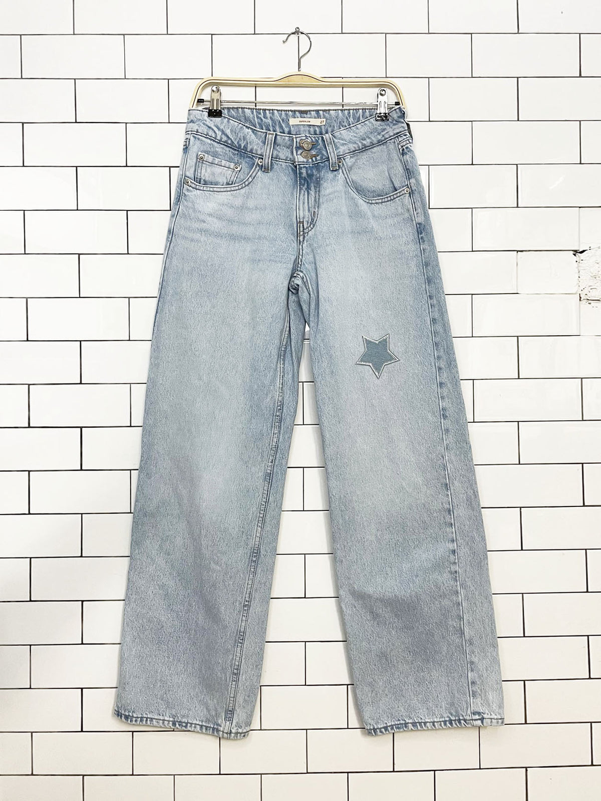 levi's superlow wide leg star patch jeans | rework
