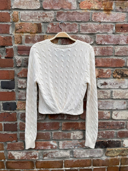 rework x vintage polo RL cable knit crop sweater