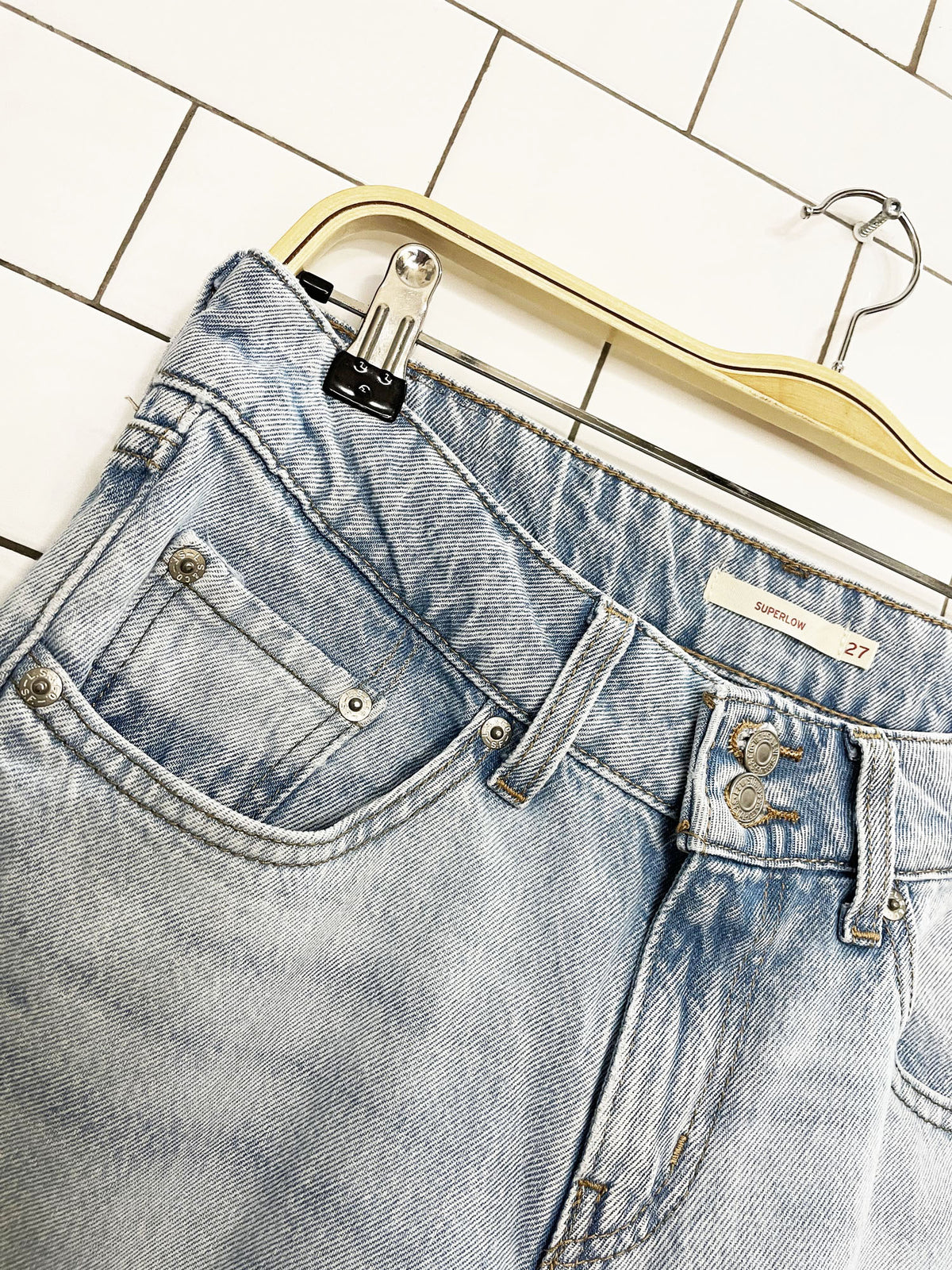 levi's superlow wide leg star patch jeans | rework