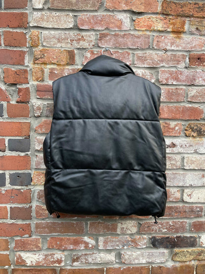 zara faux leather puffer vest